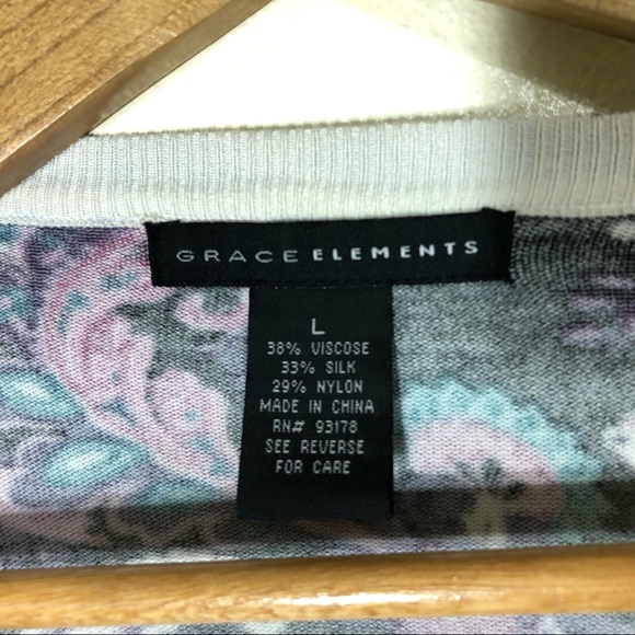 Grace Elements Silk Blend Cardigan Sweater Paisley Womens Lg - Picture 3 of 5